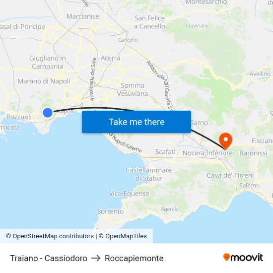 Traiano - Cassiodoro to Roccapiemonte map