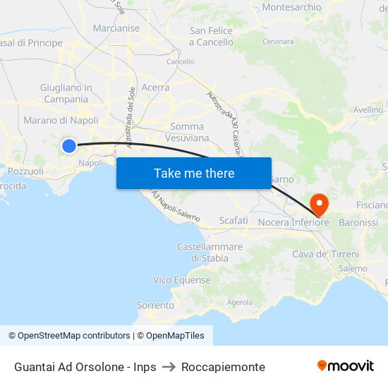Guantai Ad Orsolone - Inps to Roccapiemonte map