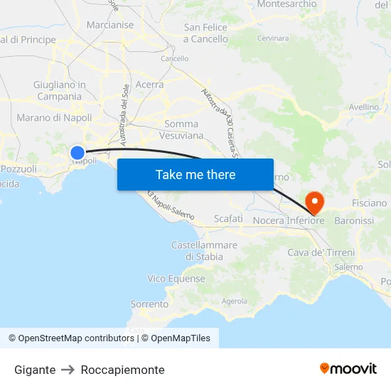 Gigante to Roccapiemonte map