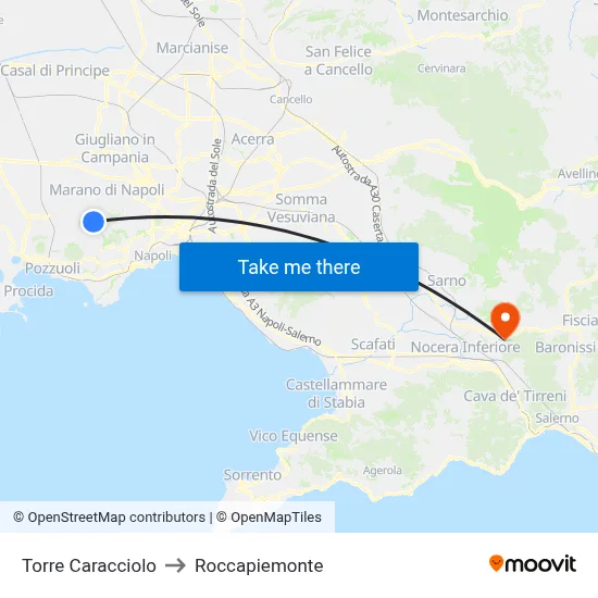 Caracciolo Tower to Roccapiemonte map