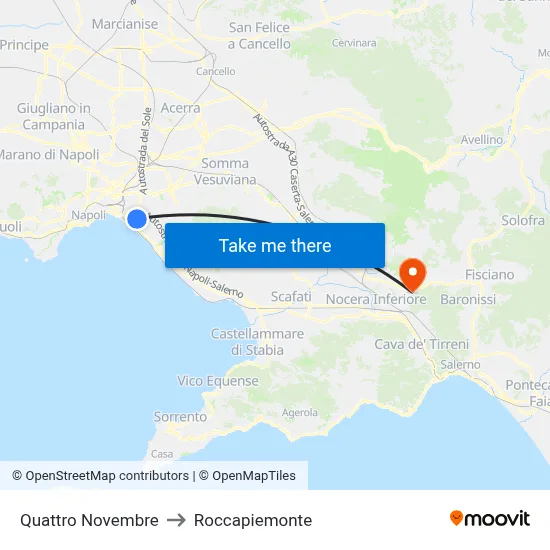 Quattro Novembre to Roccapiemonte map