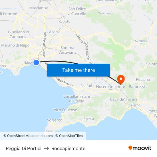 Reggia Di Portici to Roccapiemonte map