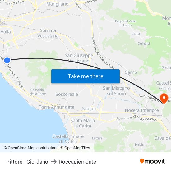 Pittore - Giordano to Roccapiemonte map