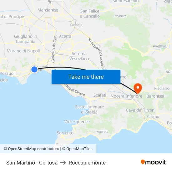 San Martino - Monastery to Roccapiemonte map