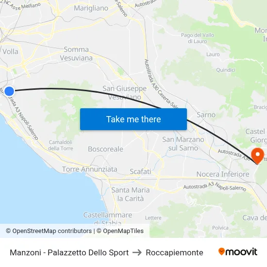 Manzoni - Sports Palace to Roccapiemonte map
