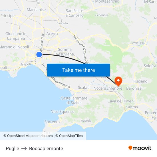 Puglie to Roccapiemonte map