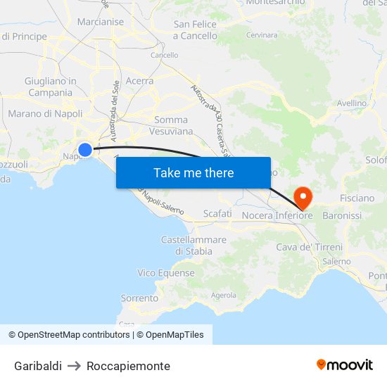 Garibaldi to Roccapiemonte map