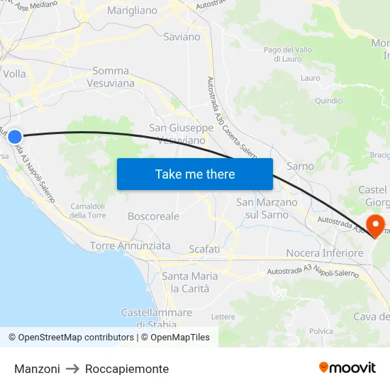 Manzoni to Roccapiemonte map