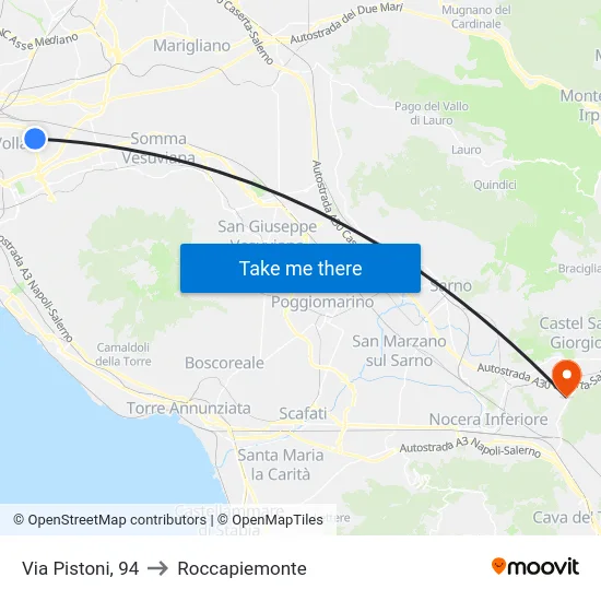 Via Pistoni, 94 to Roccapiemonte map