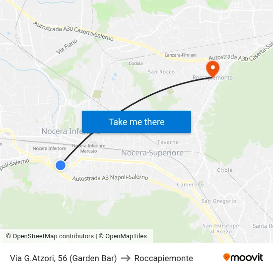 Via G.Atzori, 56 (Garden Bar) to Roccapiemonte map