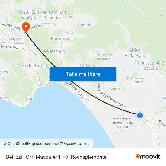 Bellizzi - Maccaferri Workshop to Roccapiemonte map