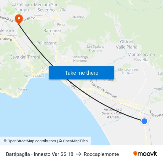 Battipaglia - Junction Var SS 18 to Roccapiemonte map