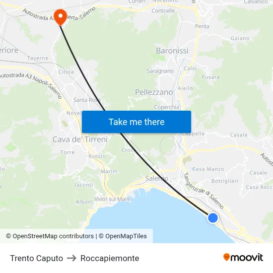 Trento Caputo to Roccapiemonte map
