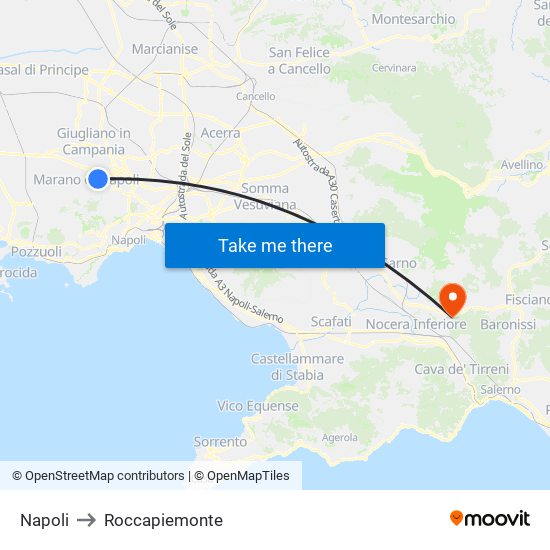 Napoli to Roccapiemonte map