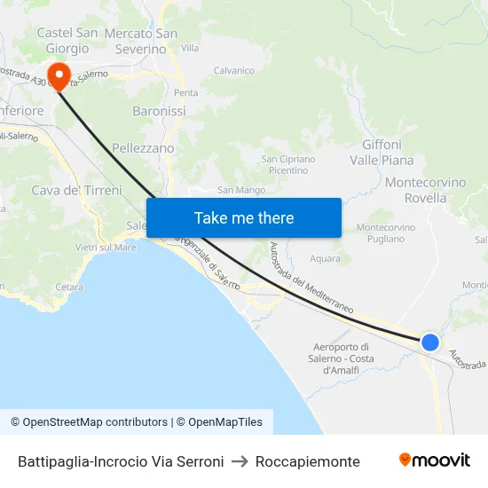 Battipaglia-Serroni Street Junction to Roccapiemonte map
