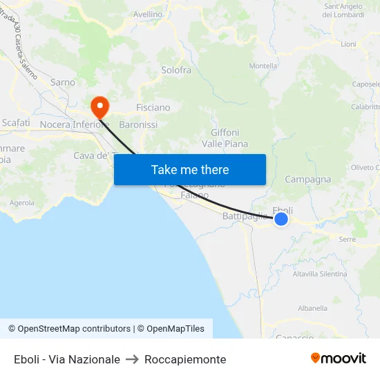 Eboli - National Road to Roccapiemonte map
