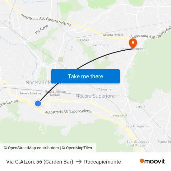 Via G.Atzori, 56 (Garden Bar) to Roccapiemonte map
