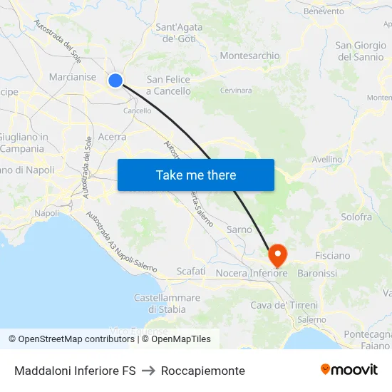 Maddaloni Lower Station to Roccapiemonte map