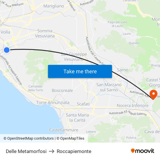 Delle Metamorfosi to Roccapiemonte map