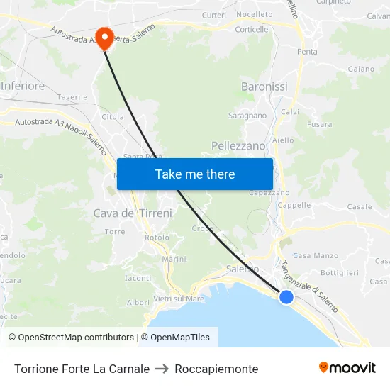 Torrione Forte La Carnale to Roccapiemonte map