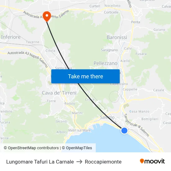 Tafuri La Carnale Seafront to Roccapiemonte map