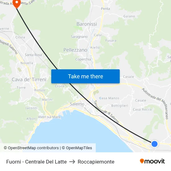 Fuorni - Milk Central to Roccapiemonte map