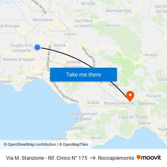Via M. Stanzione - Rif. Civico N° 175 to Roccapiemonte map
