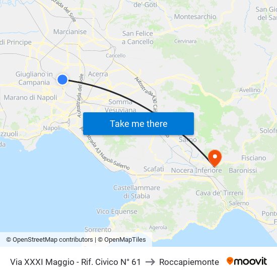 Via XXXI Maggio - Rif. Civico N° 61 to Roccapiemonte map