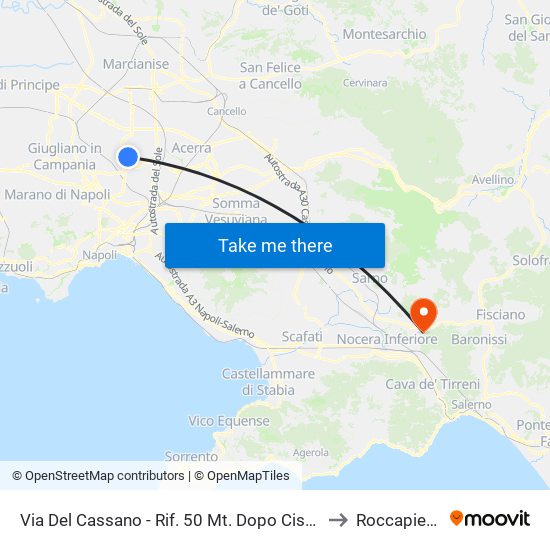 Via Del Cassano - Rif. 50 Mt. Dopo Cisterna Acquedotto to Roccapiemonte map