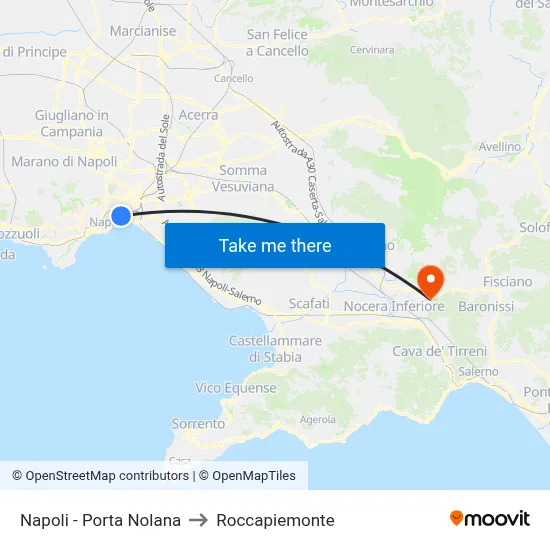 Naples - Porta Nolana to Roccapiemonte map