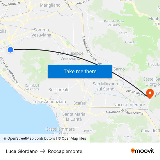 Luca Giordano to Roccapiemonte map