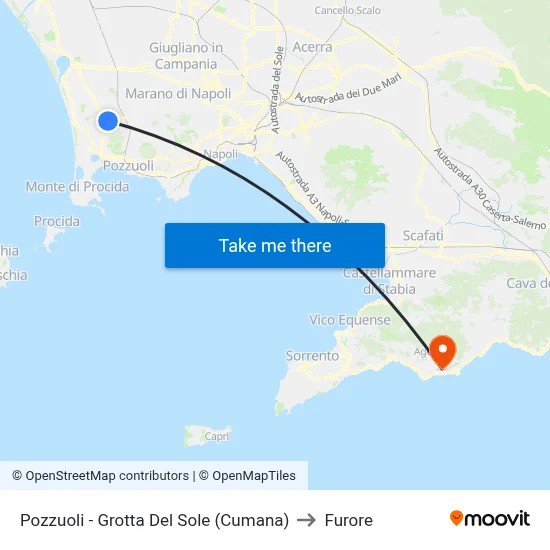 Pozzuoli - Grotta Del Sole (Cumana) to Furore map