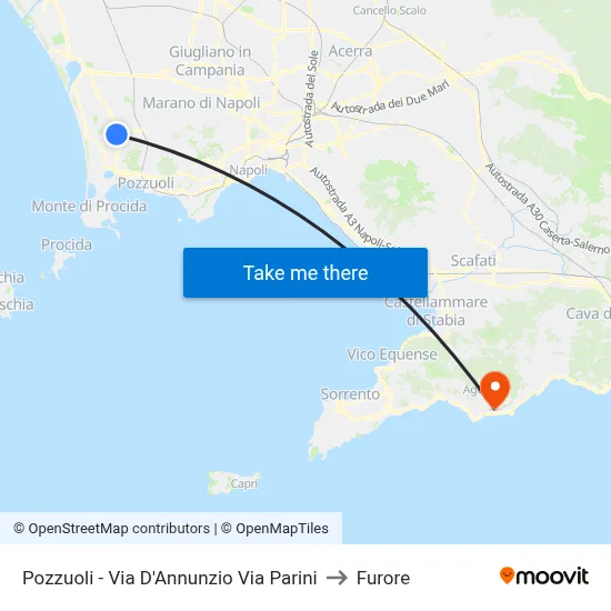Pozzuoli  - Via D'Annunzio Via Parini to Furore map