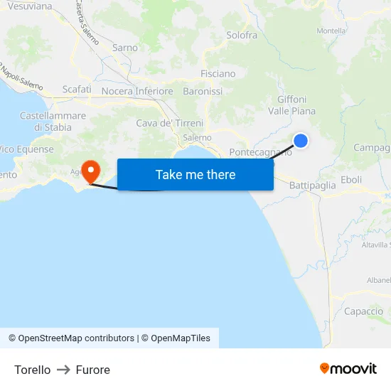 Torello to Furore map