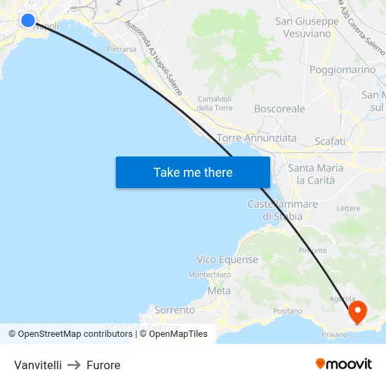 Vanvitelli to Furore map