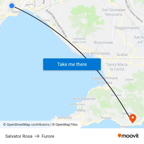 Salvator Rosa to Furore map