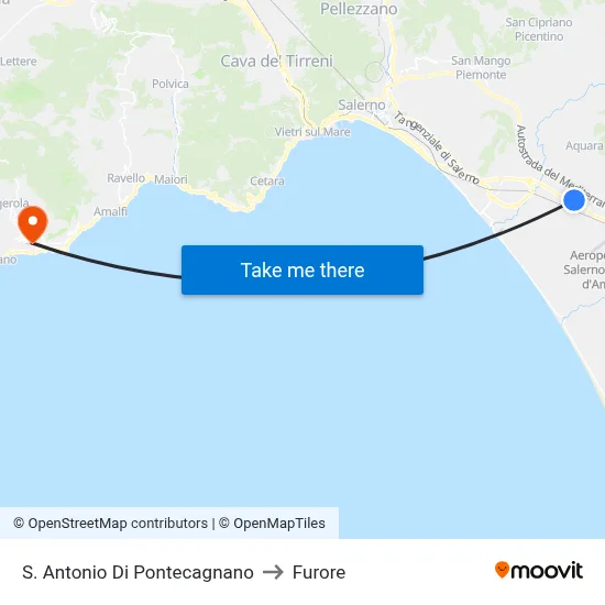 St. Anthony of Pontecagnano to Furore map