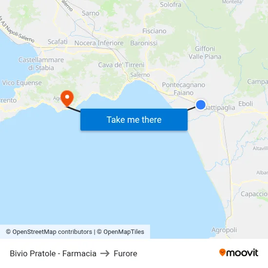 Pratole Junction - Pharmacy to Furore map