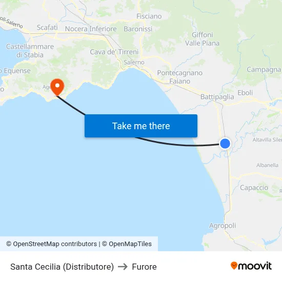 Santa Cecilia (Gas Station) to Furore map