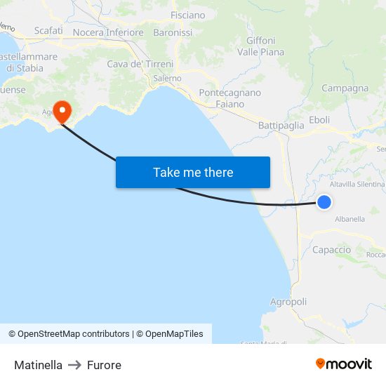 Matinella to Furore map