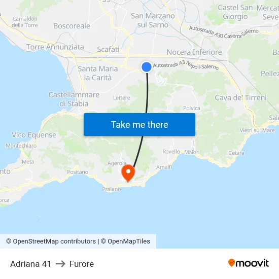 Adriana 41 to Furore map