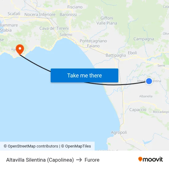 Altavilla Silentina (Terminal) to Furore map