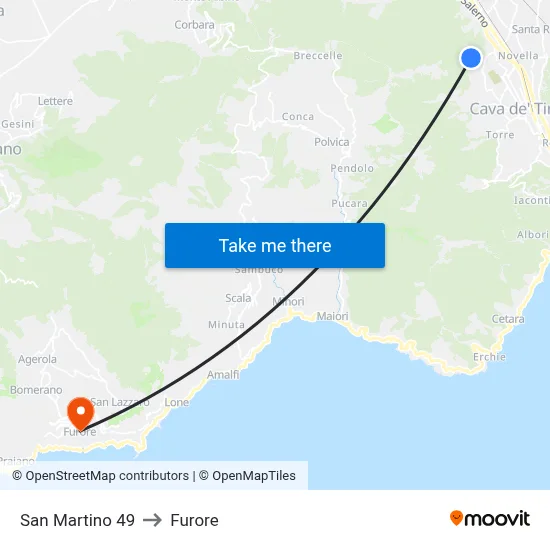 San Martino 49 to Furore map