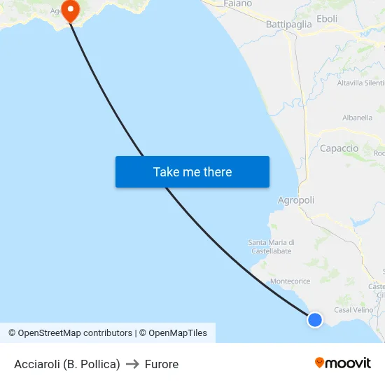 Acciaroli (Pollica Bay) to Furore map