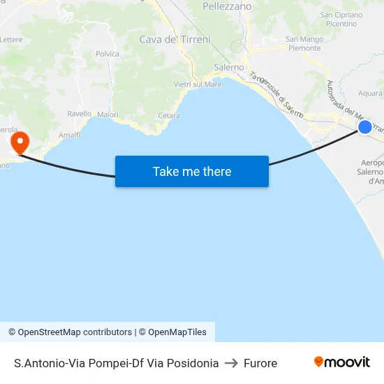 St. Antonio-Pompei Road-Posidonia Road to Furore map