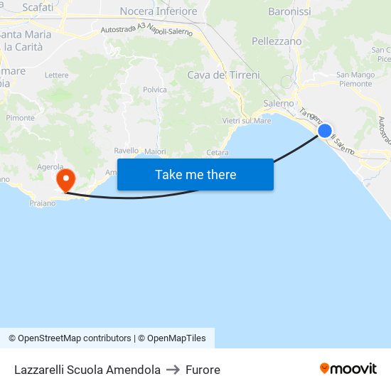 Lazzarelli Scuola Amendola to Furore map