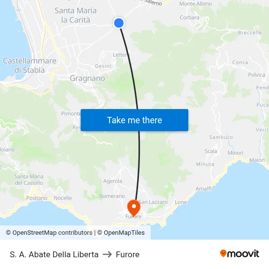 Sant'Antonio Abate Della Liberta to Furore map