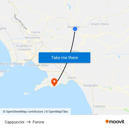Cappuccini to Furore map