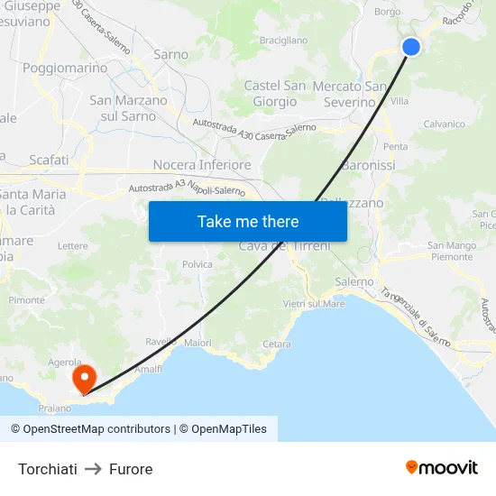 Torchiati to Furore map