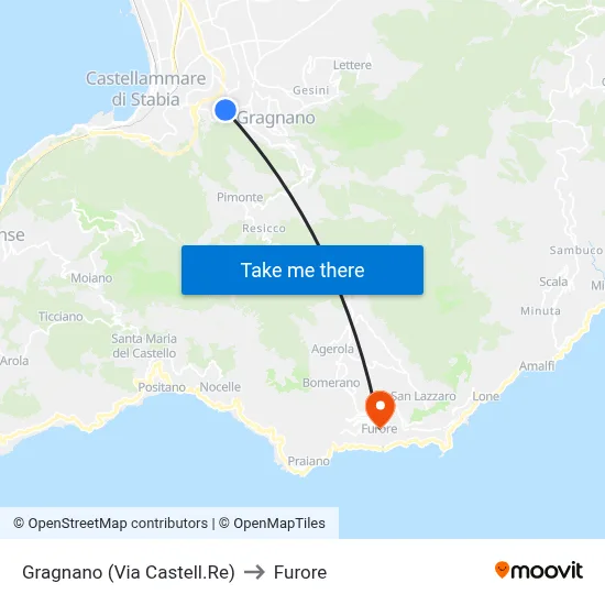 Gragnano (Castellammare Road) to Furore map